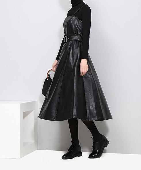 black midi sleeveless dress